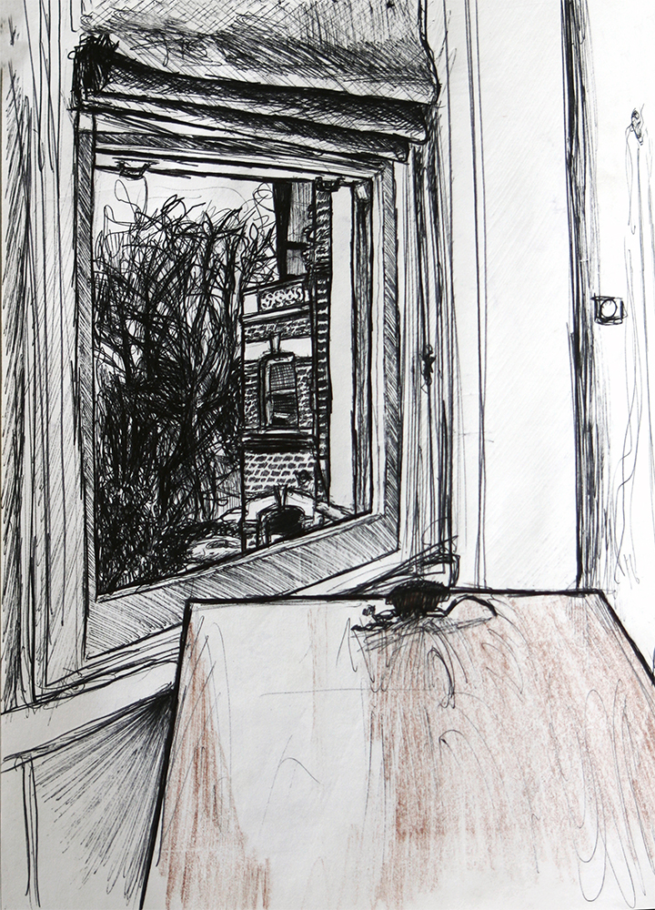 Dessin - Fenêtre d\'un appartement, Londres © L\'Oeil d\'Édouard