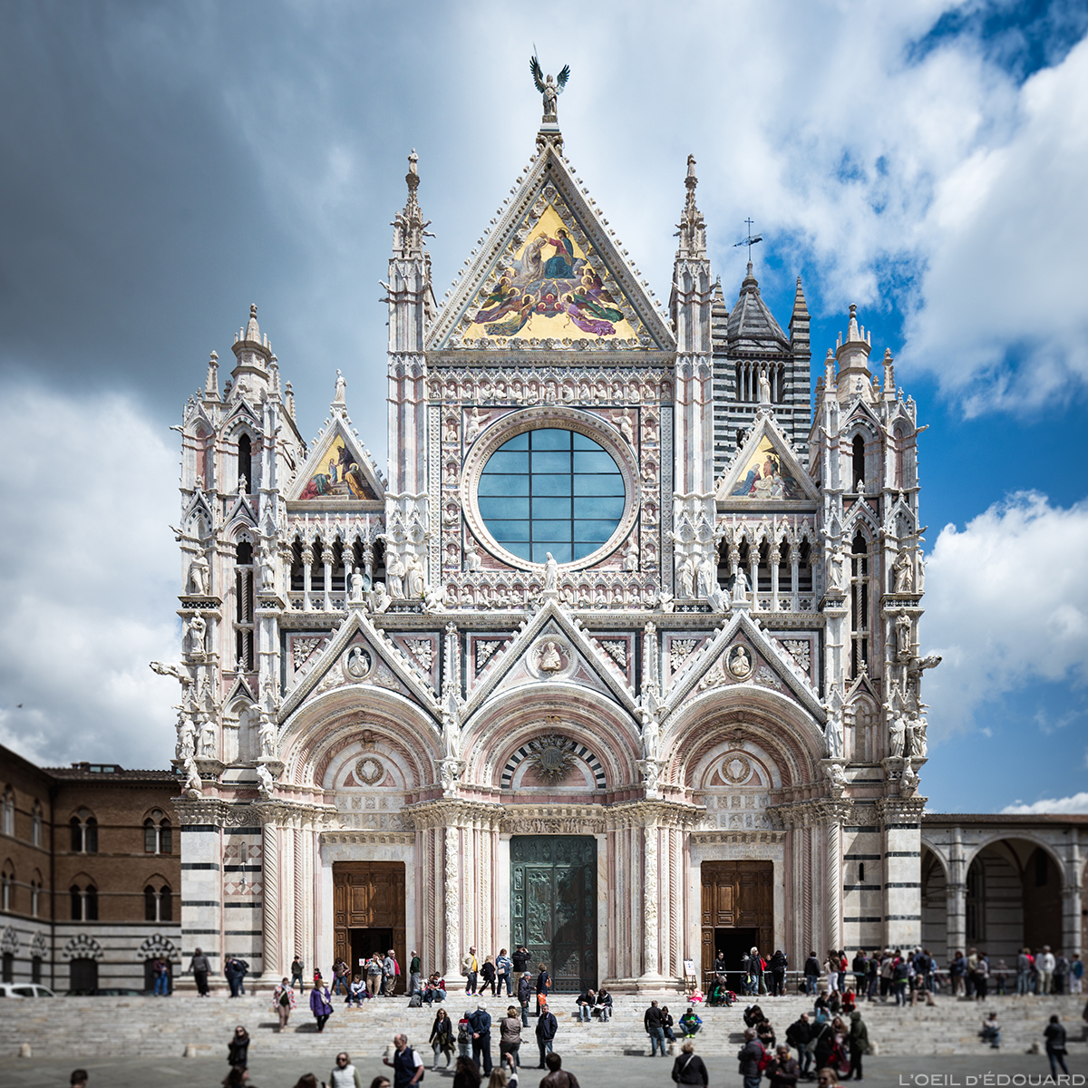 Cathédrale de Sienne, façade extérieure gothique - Duomo di Siena © L\'Oeil d\'Édouard - Tous droits réservés