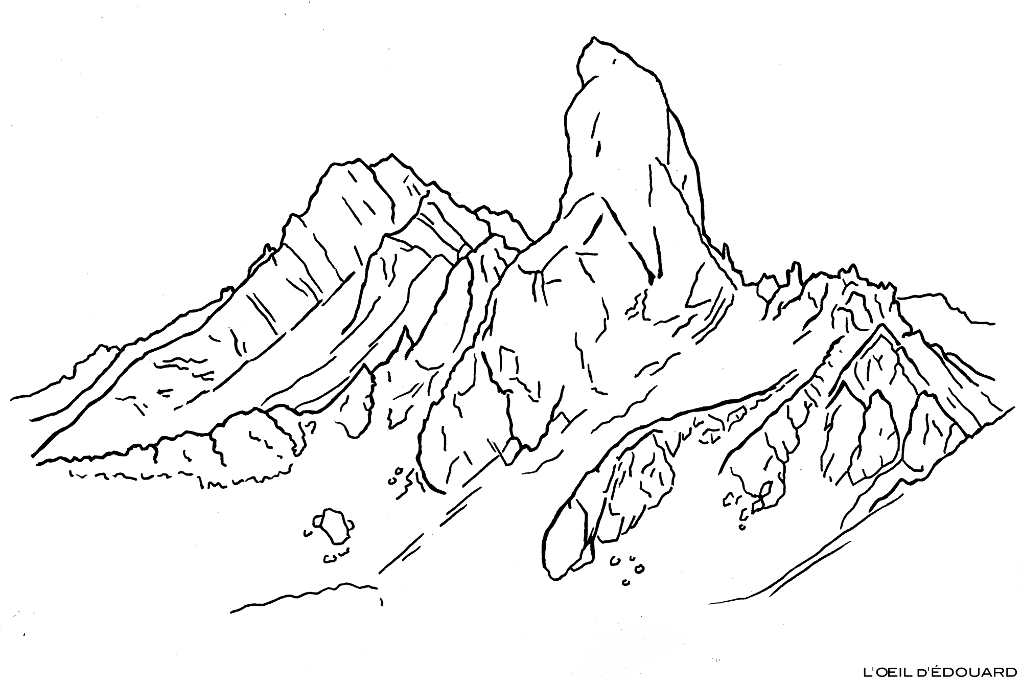Dessin Pierra Menta Beaufortain Savoie Alpes France Outdoor French Alps Mountain Landscape Drawing Sketching Sketchbook © L\\\'Oeil d\\\'Édouard - Tous droits réservés